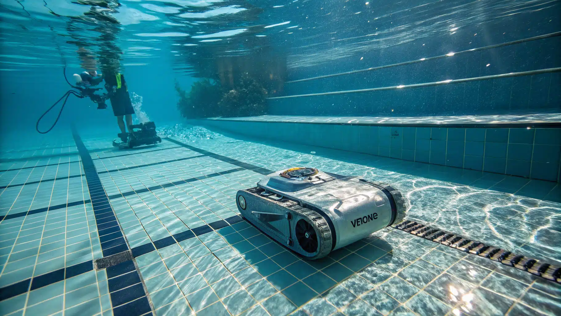 robot de nettoyage dans une piscine